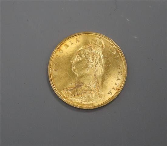 An 1887 gold half sovereign